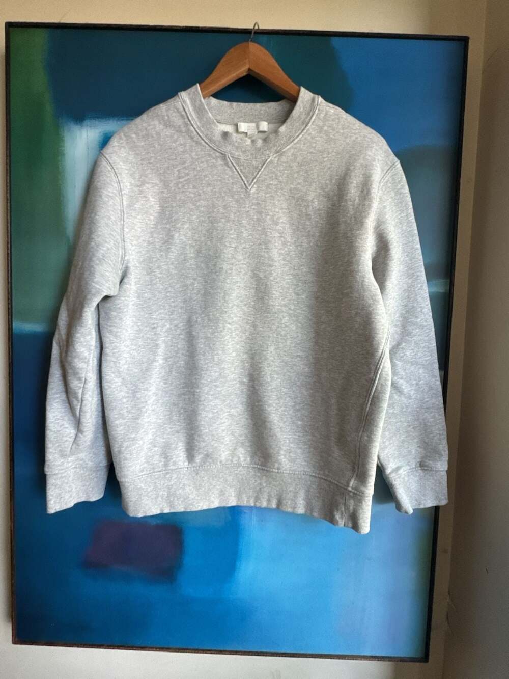 COS Grey Cotton Crewneck Sweatshirt with V-Insert